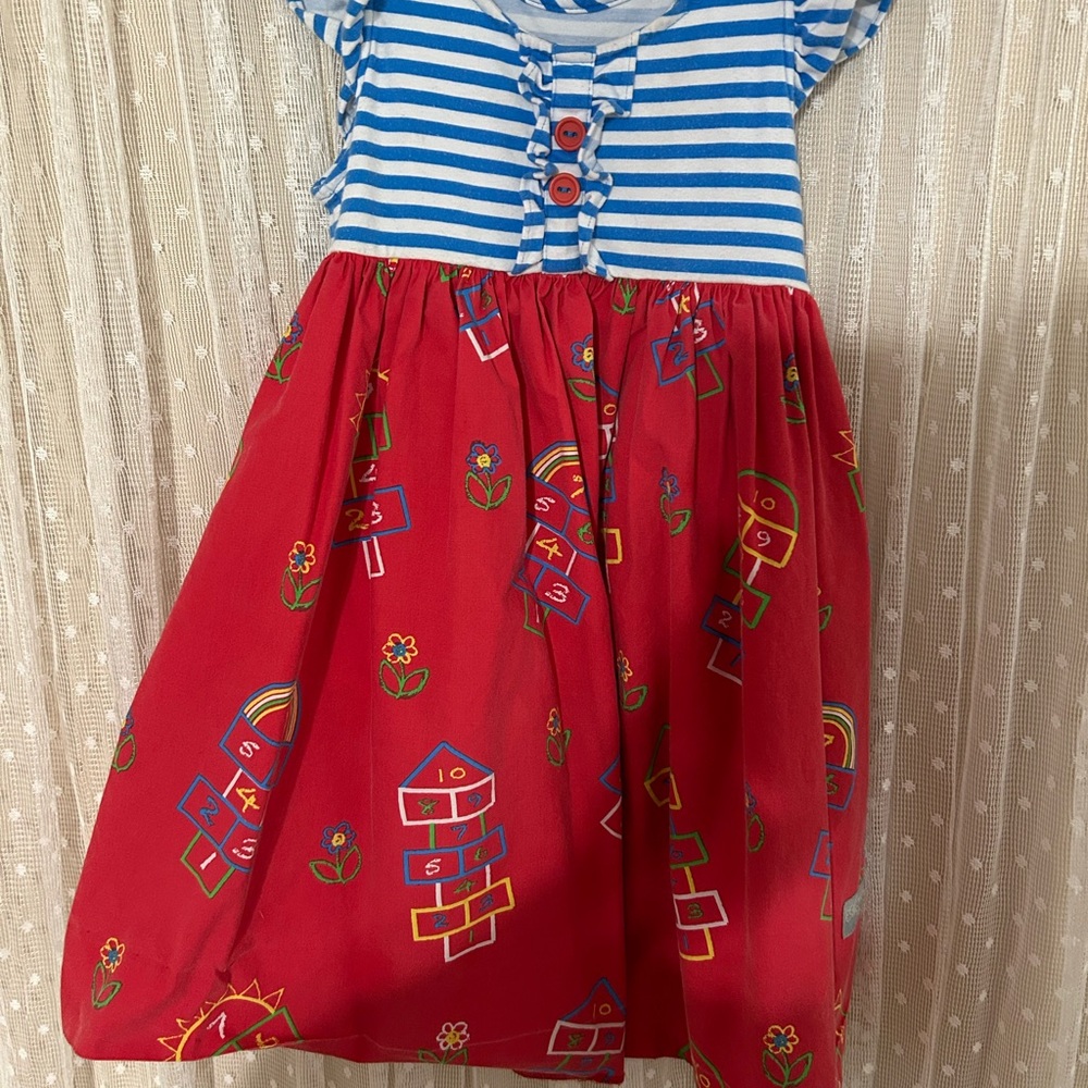 Striped Blue and Red Kids Dress